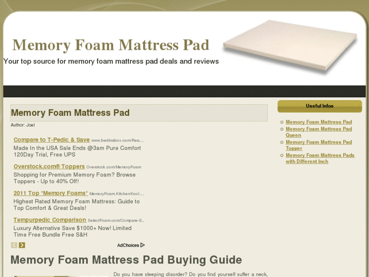 www.memoryfoammattresspadsite.com