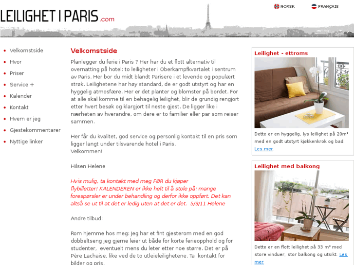 www.leilighetiparis.com