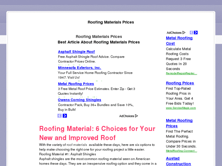 www.roofingmaterialsprices.net