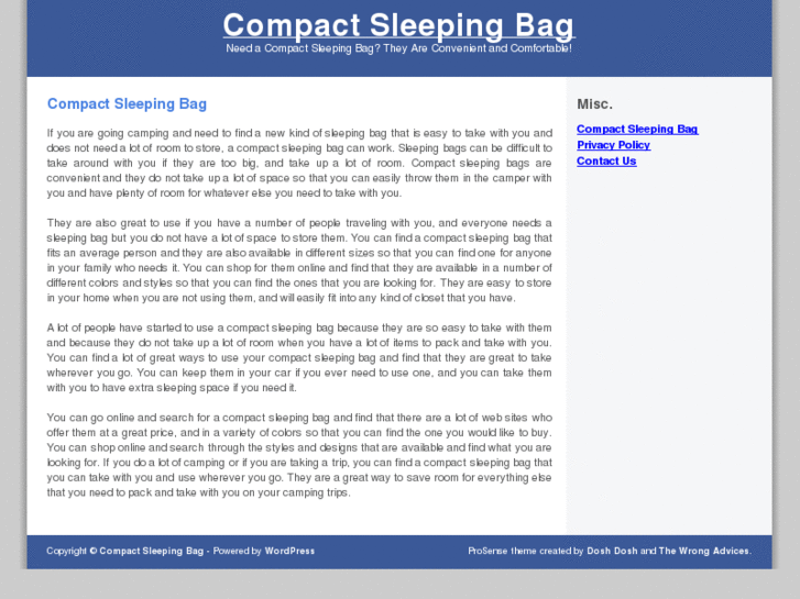 www.compactsleepingbag.net