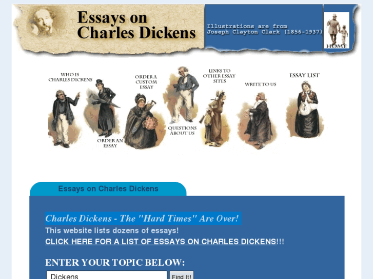 an essay on charles dickens Introduction this report will talk about the life of a famous author, charles dickens it will tell you about his early, middle, and later years of his life. an essay on charles dickens Introduction this report will talk about the life of a famous author, charles dickens it will tell you about his early, middle, and later years of his life.