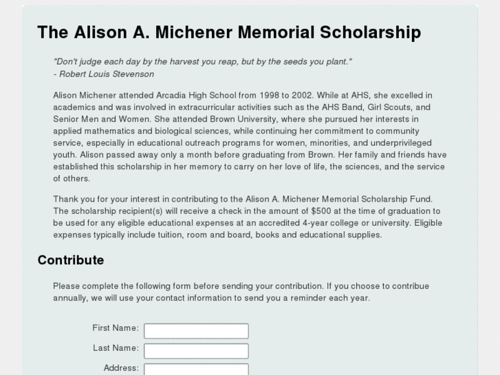 www.alisonmemorialscholarship.org