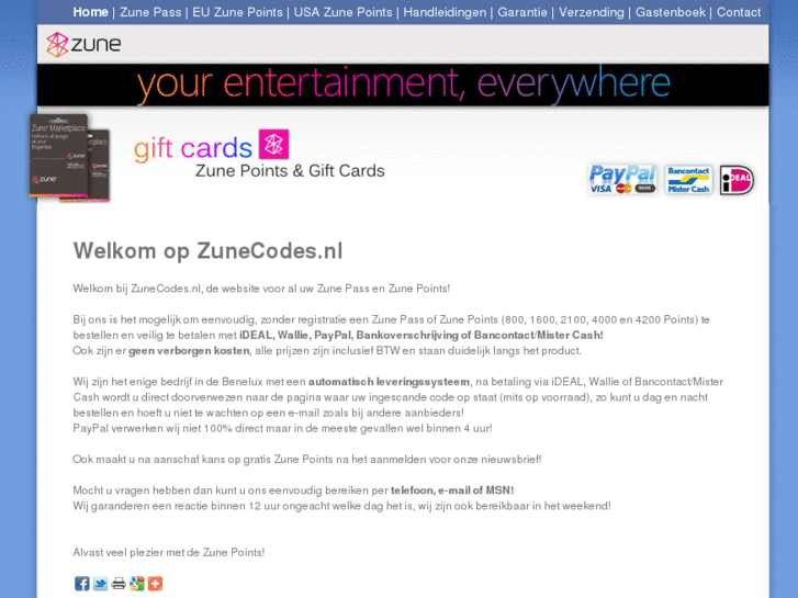 www.zunecodes.nl