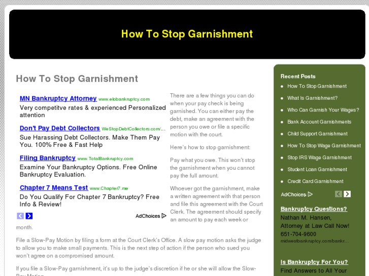 www.howtostopgarnishment.net