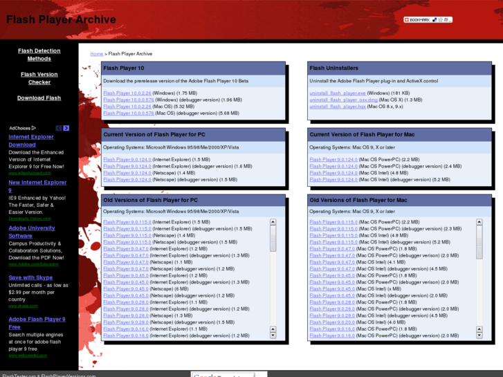 www.flashplayerversions.com
