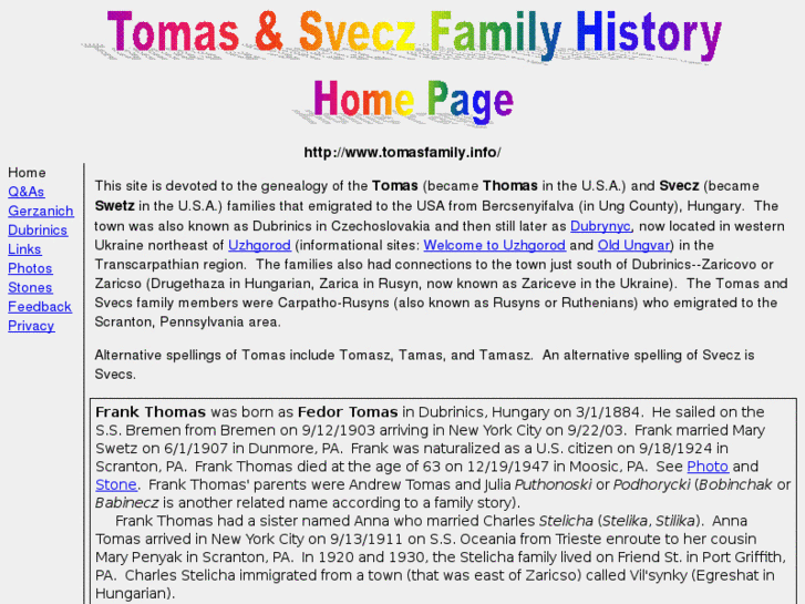 www.tomasfamily.info