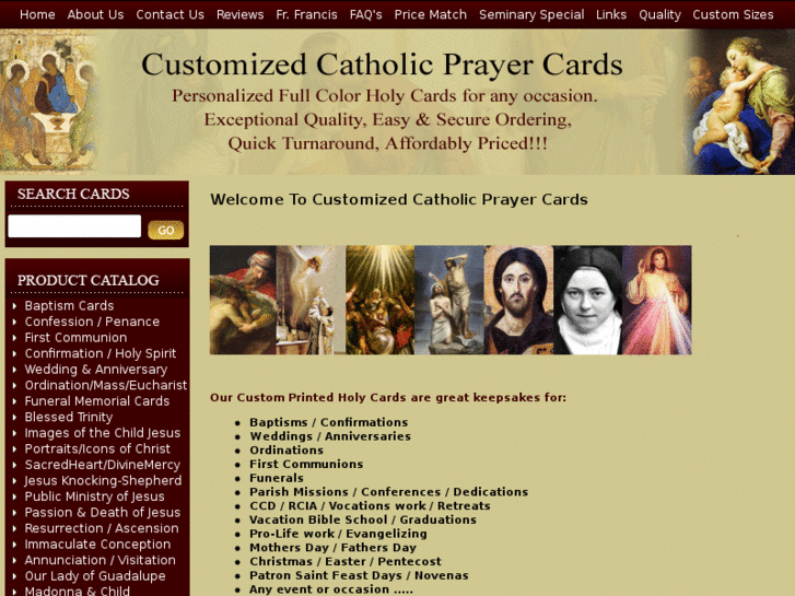 www.customizedcatholicprayercards.com