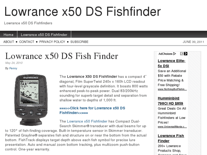 www.lowrancex50fishfinder.com