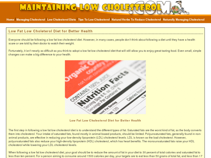 www.maintaining-low-cholesterol.com