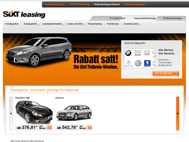 SixtLeasing.De Gewerbliches Leasing bei Sixt Sixt www.sixtleasing.de