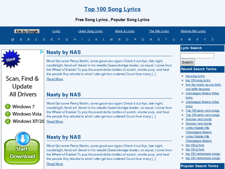 www.top100songlyrics.com