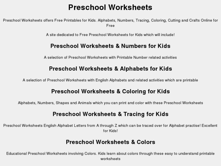 www.preschoolworksheets.org