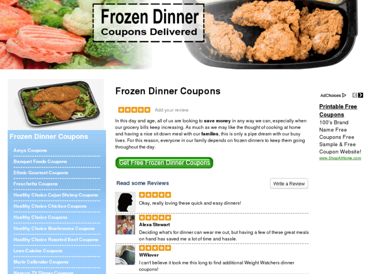 www.frozendinnercouponsdelivered.com