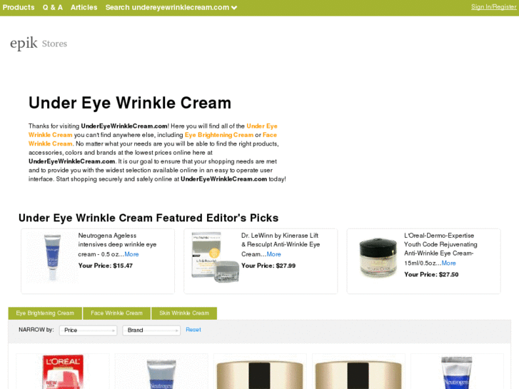 www.undereyewrinklecream.com