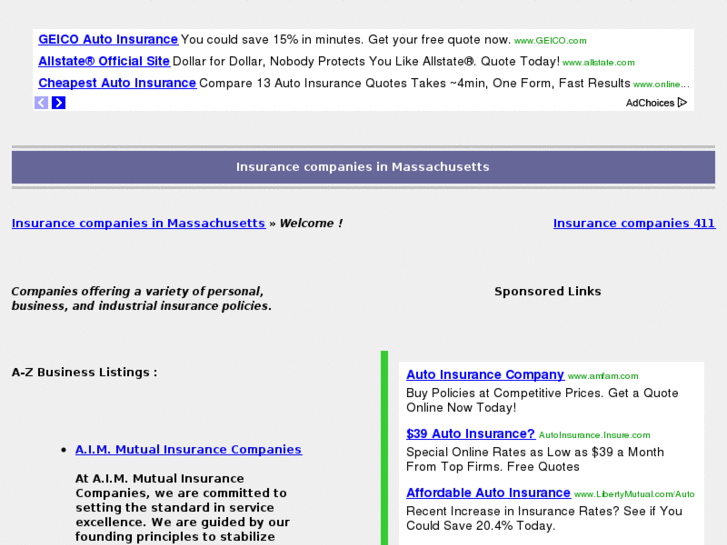 www.insurancecompaniesinmassachusetts.com