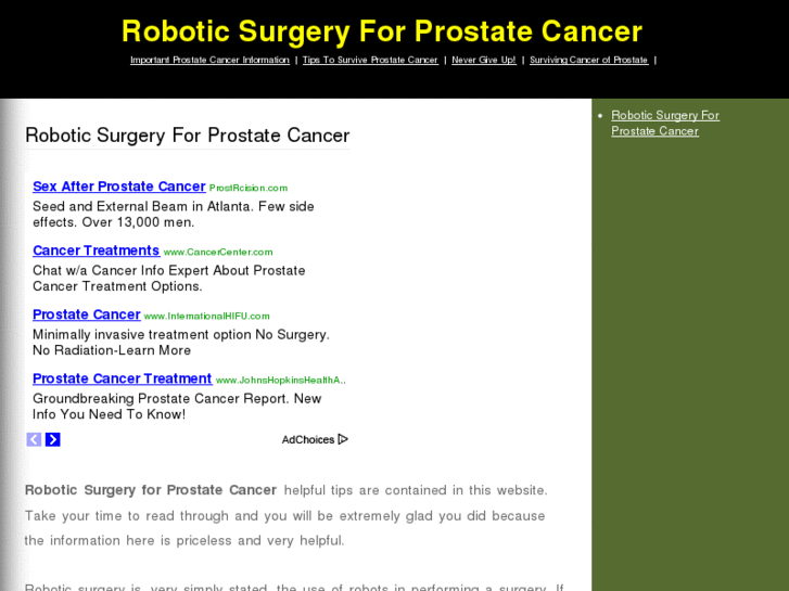 www.roboticsurgeryforprostatecancer.org