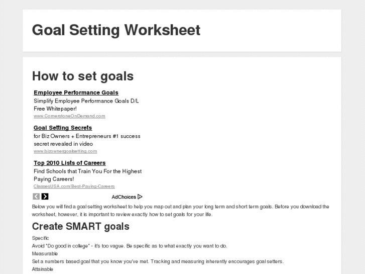 www.goalsettingworksheet.net