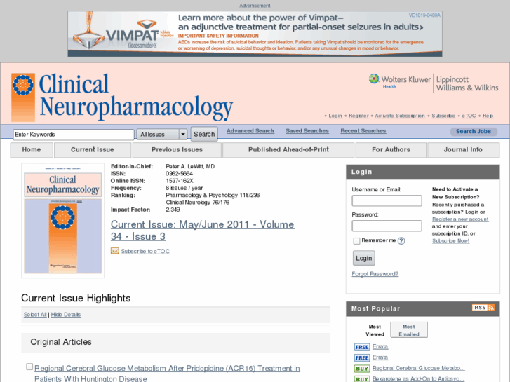 www.clinicalneuropharm.com