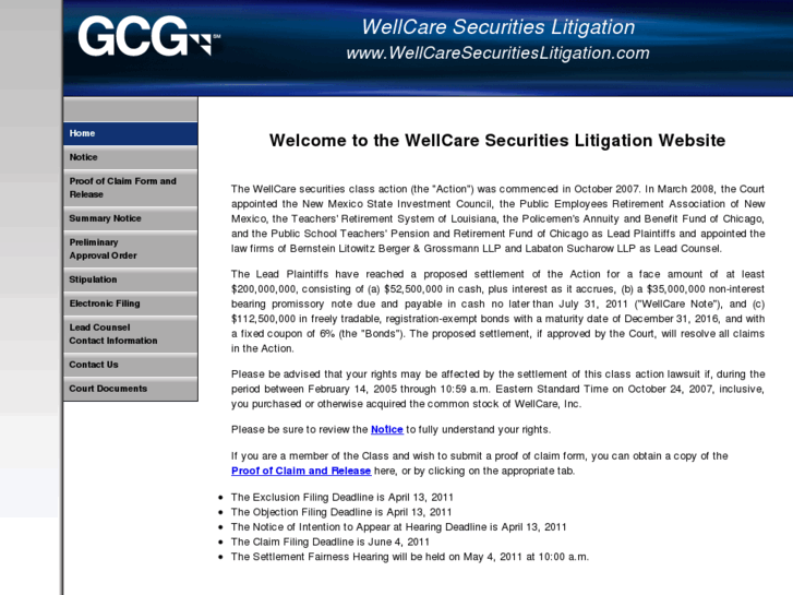 www.wellcaresecuritieslitigation.com