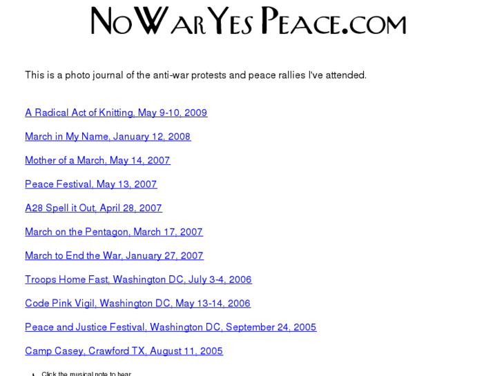 www.nowaryespeace.com