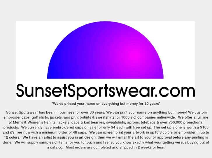 www.sunsetsportswear.com