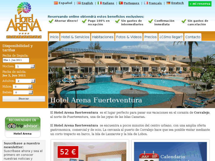 www.hotelarenacorralejo.com