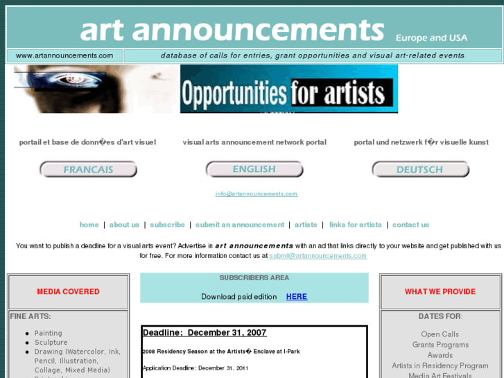 www.artannouncements.com