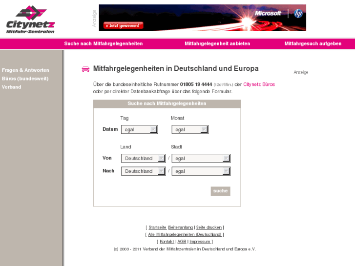 www.citynetz-mitfahrzentrale.de