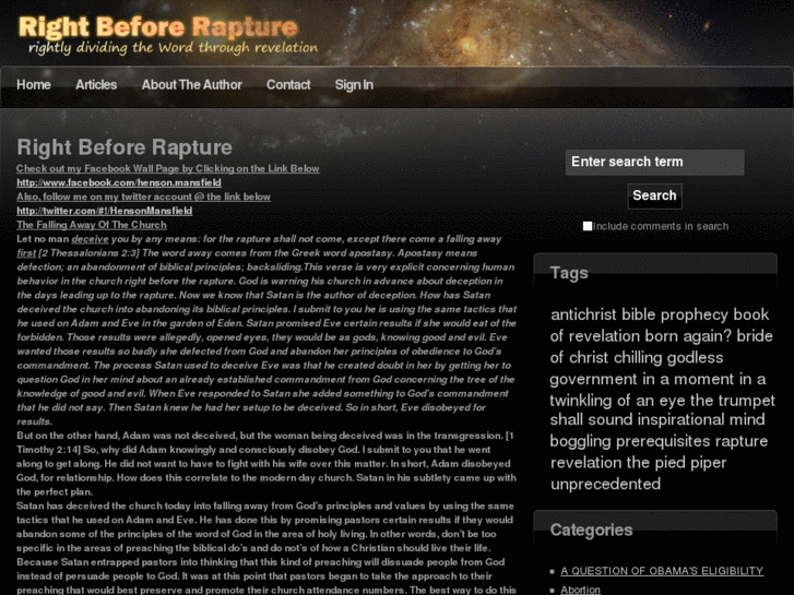 www.rightbeforerapture.com