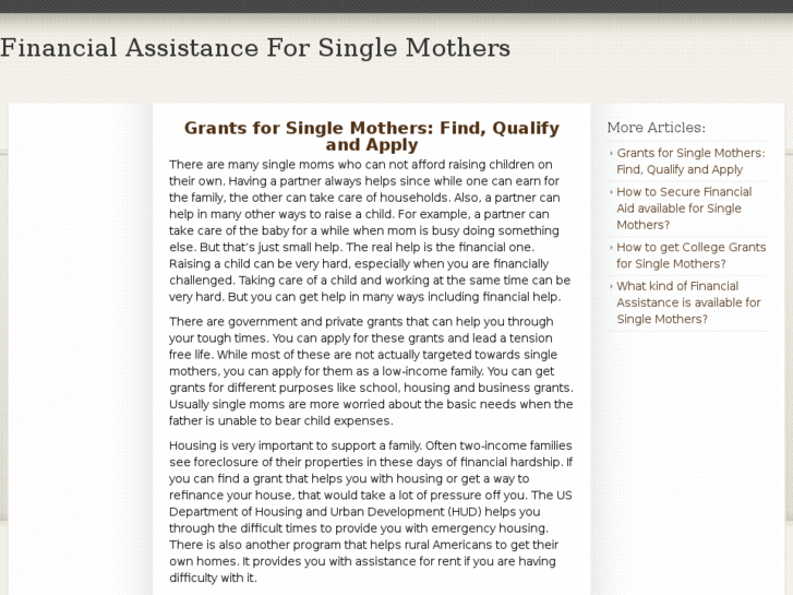 www.financialassistanceforsinglemothers.com