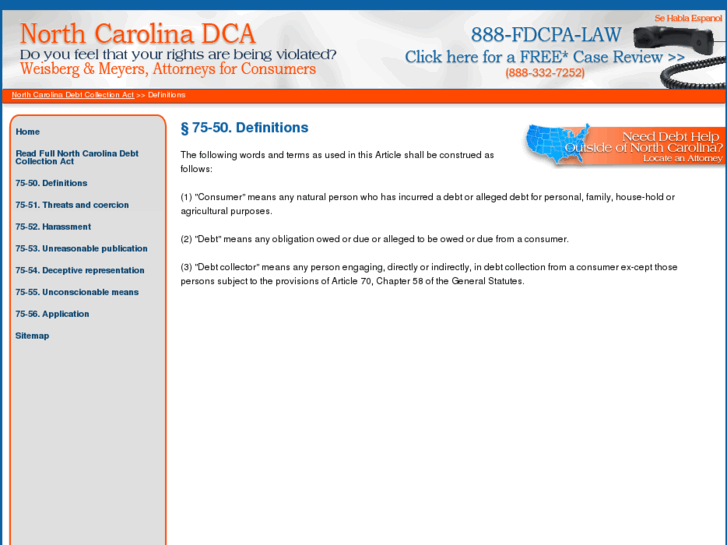 www.northcarolinadebtcollectionact-75-50.com