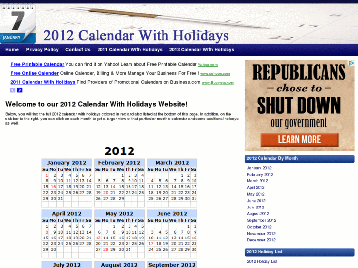 www.2012calendarwithholidays.net