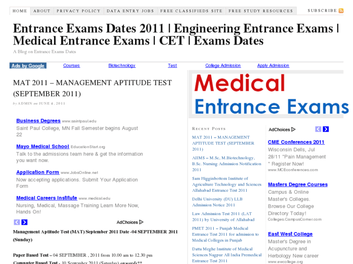 www.entranceexamsdates.com