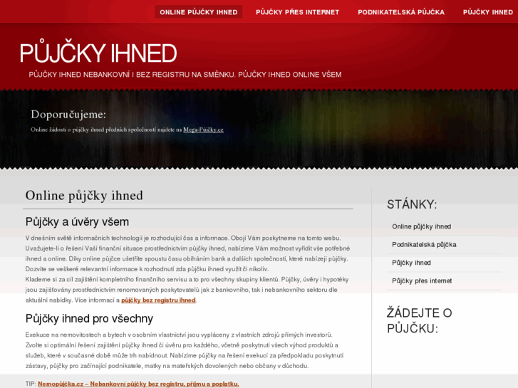 www.ihnedpujcky.cz