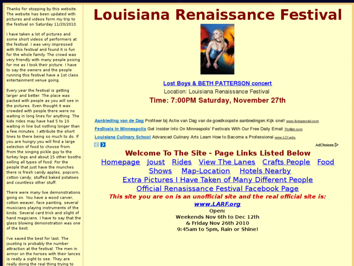 www.louisianarenaissancefestival.com