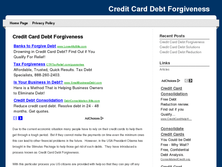 www.creditcarddebtforgiveness.org