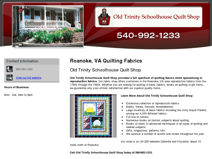 www.oldtrinityschoolhousequiltshop.net