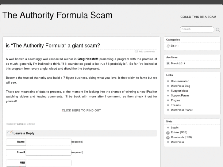 www.theauthorityformulascam.com