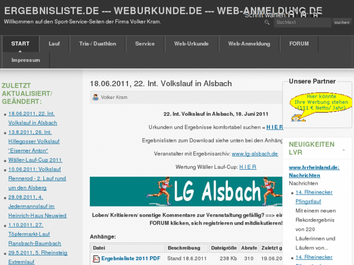 www.ergebnisliste.de