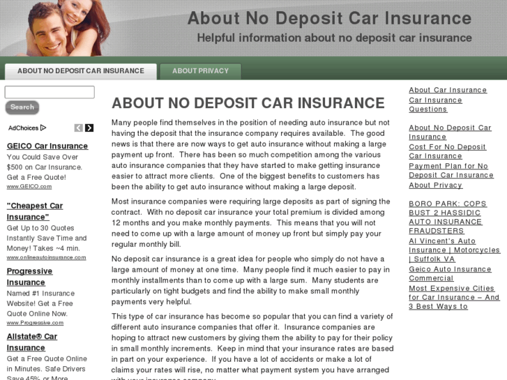 www.aboutnodepositcarinsurance.com