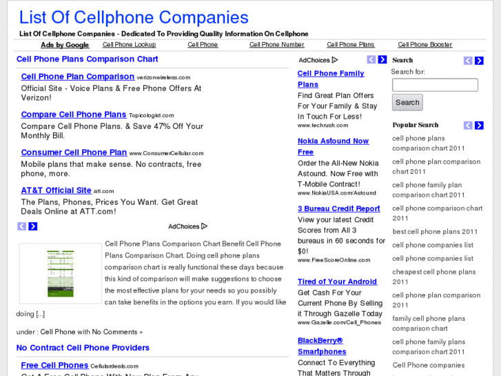 www.listofcellphonecompanies.net