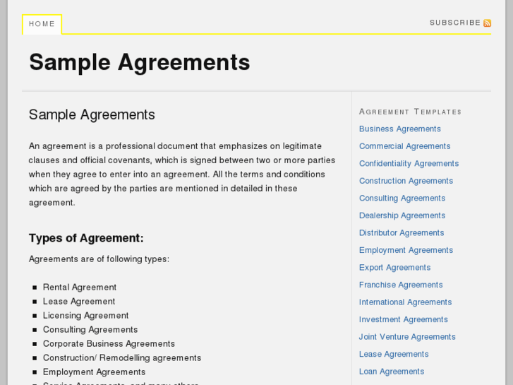 www.sampleagreements.net