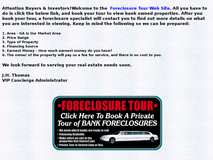 www.limoforeclosuretours.com