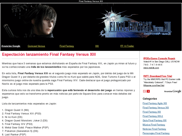 www.finalfantasyversusxiii.es