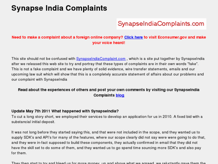 www.synapseindiacomplaints.com