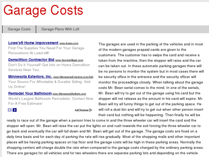 www.garagecosts.com