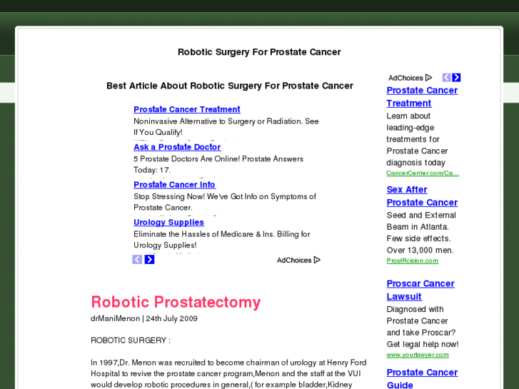 www.roboticsurgeryforprostatecancer.net