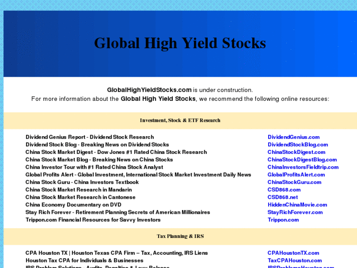 www.globalhighyieldstocks.com