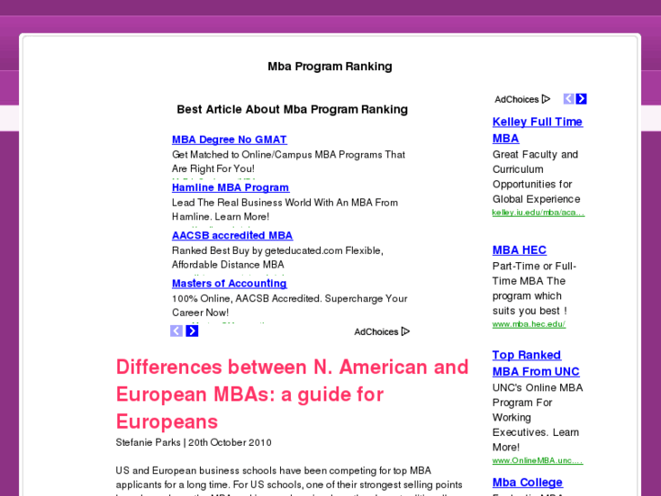www.mbaprogramranking.org