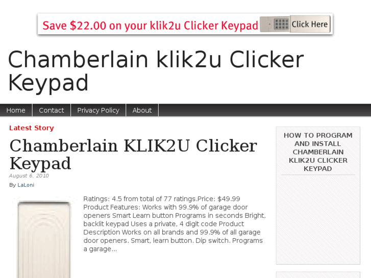 www.chamberlainklik2uclickerkeypad.com